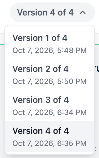 Version dropdown in the View Report popup