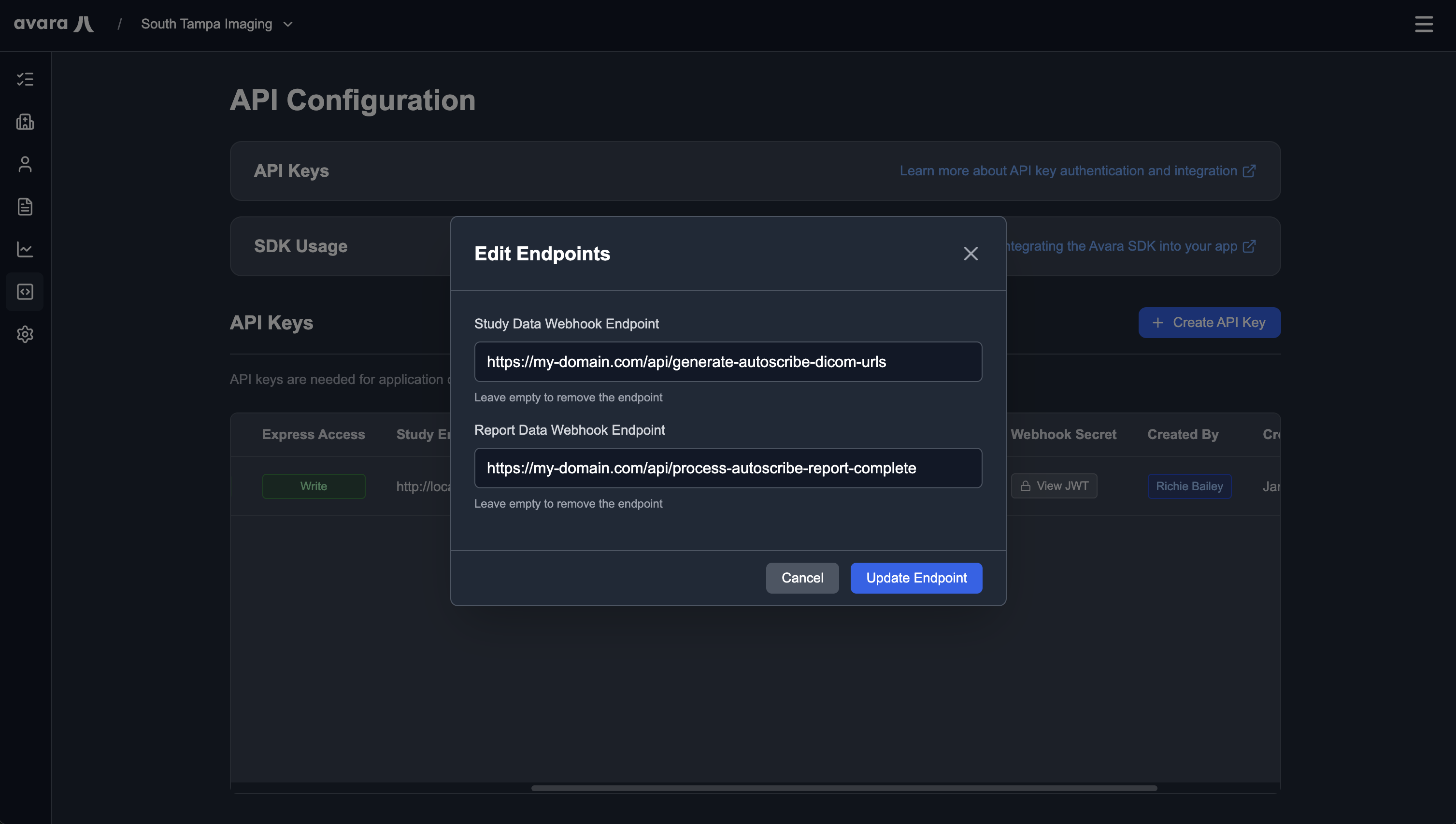 Edit Webhook Endpoints